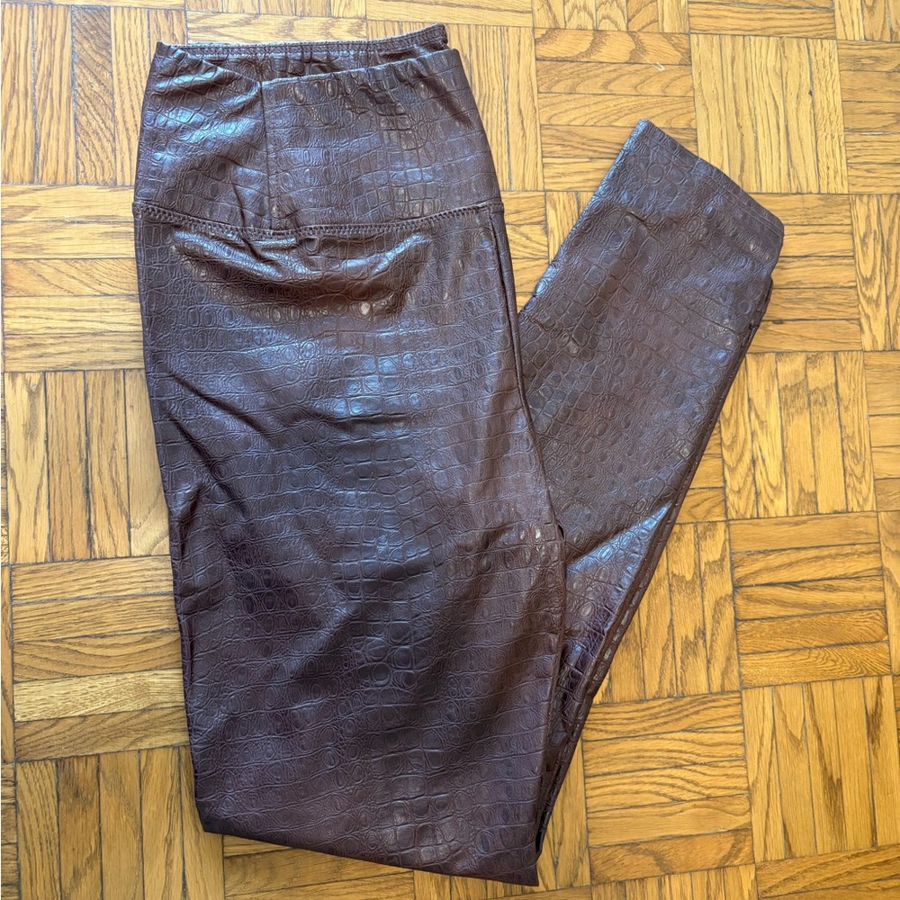 7 For All Mankind Chocolate Crocodile Skin Pants